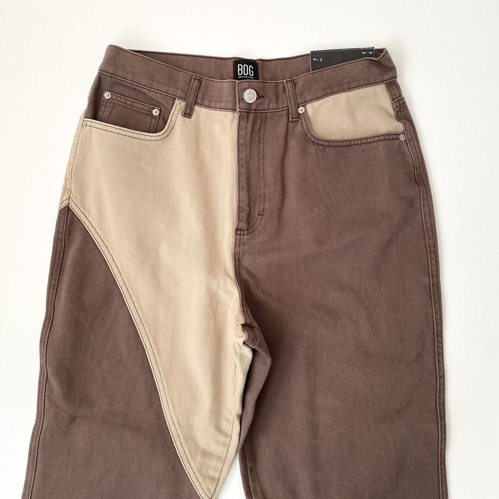 New BDG Urban Outfitters Patchwork Cowboy Jean Denim Brown/Cream Women's Size 31 - Picture 3 of 7